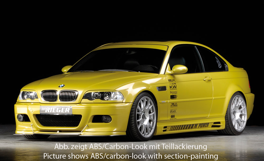 BMW 3er E46 M3 Rieger Spoilerlippe   (nicht CSL) flache Version, ABS, Carbon-Look, 
inkl. Montagezubehör, ABE