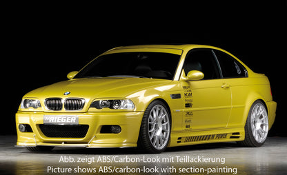 BMW 3er E46 M3 Rieger Spoilerlippe   (nicht CSL) flache Version, ABS, Carbon-Look, 
inkl. Montagezubehör, ABE