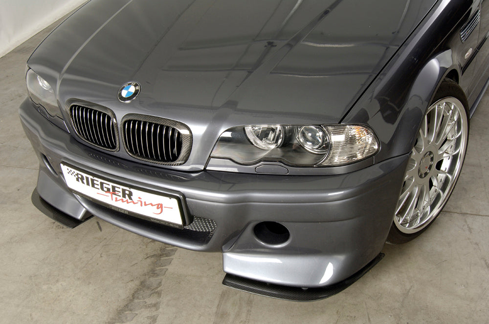 BMW 3er E46 Rieger Spoilerschwert CS-Look  für Spoilerstoßstange 50238 / 50144 / 50244 2-tlg., für Spoilerstoßstange, ABS, Carbon-Look, 
inkl. Montagezubehör, ABE
