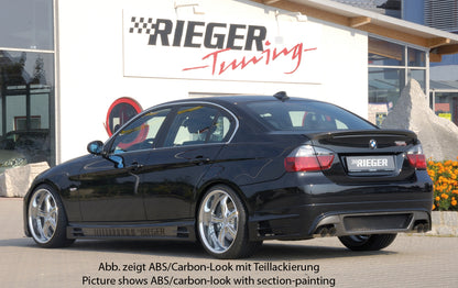 BMW 3er E90 Rieger Seitenschweller  links, mit Schacht und 2 Ausschnitten, ABS, Carbon-Look, 
inkl. Alugitter, Gutachten, Montagezubehör