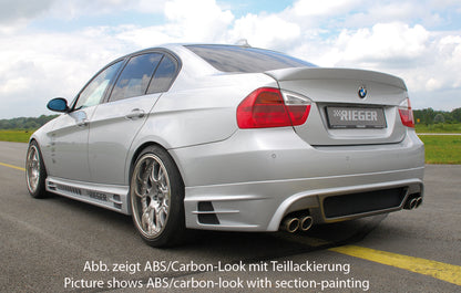 BMW 3er E90 Rieger Heckschürzenansatz -> nicht für 335i! nicht für M-Paket-Heckschürze! für Doppelendrohr li. u. re., ABS, Carbon-Look, 
inkl. Alugitter, Gutachten, Montagezubehör