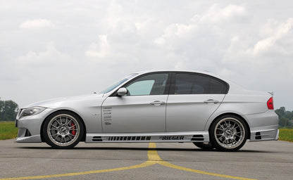 BMW 3er E90 Rieger Heckschürzenansatz -> nicht für 335i! nicht für M-Paket-Heckschürze! für Doppelendrohr li. u. re., ABS, Carbon-Look, 
inkl. Alugitter, Gutachten, Montagezubehör