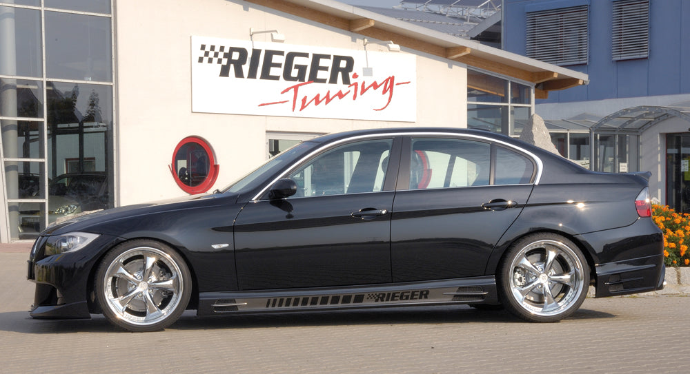BMW 3er E90 Rieger Heckschürzenansatz -> nicht für 335i! nicht für M-Paket-Heckschürze! für Doppelendrohr li. u. re., ABS, Carbon-Look, 
inkl. Alugitter, Gutachten, Montagezubehör