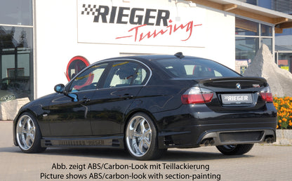 BMW 3er E90 Rieger Heckschürzenansatz -> nicht für 335i! nicht für M-Paket-Heckschürze! für Doppelendrohr li. u. re., ABS, Carbon-Look, 
inkl. Alugitter, Gutachten, Montagezubehör