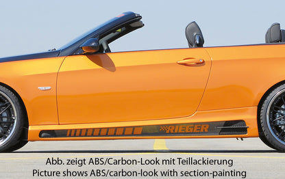 BMW 3er E92 Rieger Seitenschweller    links, mit Schacht und 2 Ausschnitten, ABS, Carbon-Look, 
inkl. Alugitter, Gutachten, Montagezubehör