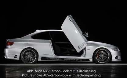 BMW 3er E92 Rieger Seitenschweller    links, mit Schacht und 2 Ausschnitten, ABS, Carbon-Look, 
inkl. Alugitter, Gutachten, Montagezubehör