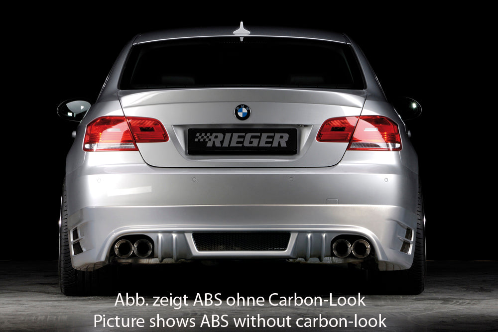 BMW 3er E92 Rieger Heckansatz nicht für 335i / 335d für Doppelendrohr li. u. re., ABS, Carbon-Look, 
inkl. Alugitter, Gutachten, Montagezubehör