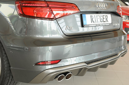 Audi A3 (8V) Rieger Heckeinsatz  für Doppelendrohr li., ABS, Carbon-Look, für Fzg. mit S-Line Exterieur, 
inkl. Montagezubehör, Gutachten