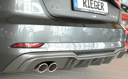 Audi A3 (8V) Rieger Heckeinsatz  für Doppelendrohr li., ABS, Carbon-Look, für Fzg. mit S-Line Exterieur, 
inkl. Montagezubehör, Gutachten