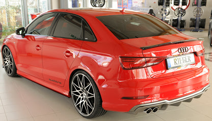 Audi A3 (8V) Rieger Heckeinsatz  für Doppelendrohr li., ABS, Carbon-Look, für Fzg. mit S-Line Exterieur, 
inkl. Montagezubehör, Gutachten