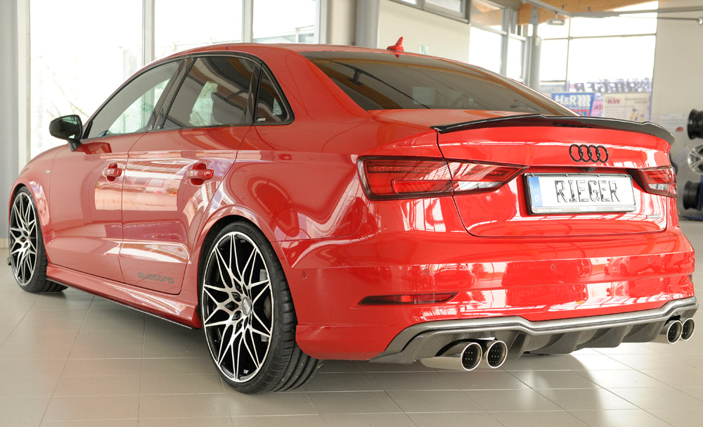 Audi A3 (8V) Rieger Heckeinsatz  für Sportendrohr li. u. re., (4x90mm ø), ABS, Carbon-Look, für Fzg. mit S-Line Exterieur, 
inkl. Montagezubehör, Gutachten