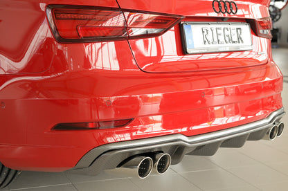Audi A3 (8V) Rieger Heckeinsatz  für Sportendrohr li. u. re., (4x90mm ø), ABS, Carbon-Look, für Fzg. mit S-Line Exterieur, 
inkl. Montagezubehör, Gutachten