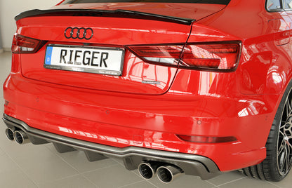 Audi A3 (8V) Rieger Heckeinsatz  für Sportendrohr li. u. re., (4x90mm ø), ABS, Carbon-Look, für Fzg. mit S-Line Exterieur, 
inkl. Montagezubehör, Gutachten
