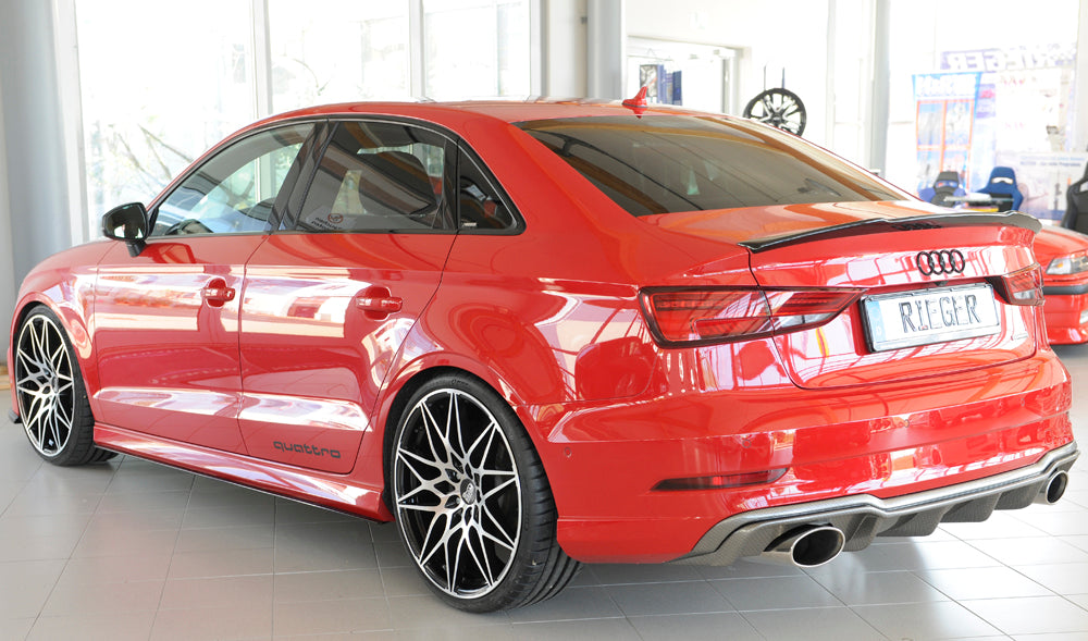 Audi A3 (8V) Rieger Heckeinsatz  für Sportendrohr li. u. re., (152x95mm oval), ABS, Carbon-Look, für Fzg. mit S-Line Exterieur, 
inkl. Montagezubehör, Gutachten