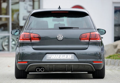 VW Golf 6 Rieger Heckeinsatz mit 2 Doppelfinnen  für orig. Doppelendrohr li, ABS, Carbon-Look, 
inkl. Montagezubehör, Gutachten