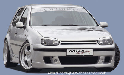 VW Golf 4 Rieger Spoilerschwert für Spoilerstoßstange 59017/18/06/50 gekantete Version, für Spoilerstoßstange, ABS, Carbon-Look, 
inkl. Montagezubehör