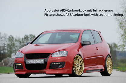 VW Golf 5 Rieger Seitenschweller   -> nur für GTI links, mit Schacht, mit Ausschnitt, ABS, Carbon-Look, 
inkl. Alugitter, Gutachten, Montagezubehör