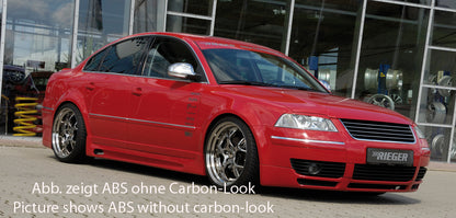 VW Passat (3B) Rieger Seitenschweller    rechts, mit Schacht, mit Ausschnitt, ABS, Carbon-Look, 
inkl. Alugitter, Gutachten, Montagezubehör