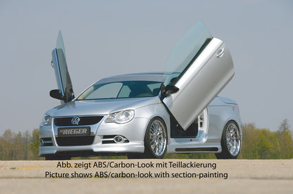 VW Eos (1F) Rieger Seitenschweller    links, mit Schacht, mit Ausschnitt, ABS, Carbon-Look, 
inkl. Alugitter, Gutachten, Montagezubehör