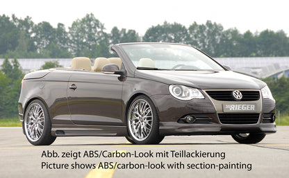VW Eos (1F) Rieger Seitenschweller    rechts, mit Schacht, mit Ausschnitt, ABS, Carbon-Look, 
inkl. Alugitter, Gutachten, Montagezubehör