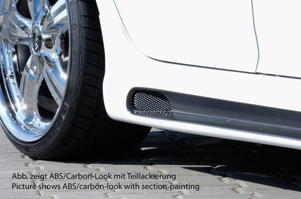 VW Golf 5 Rieger Seitenschweller   -> nur für GTI links, mit Schacht, mit Ausschnitt, ABS, Carbon-Look, 
inkl. Alugitter, Gutachten, Montagezubehör