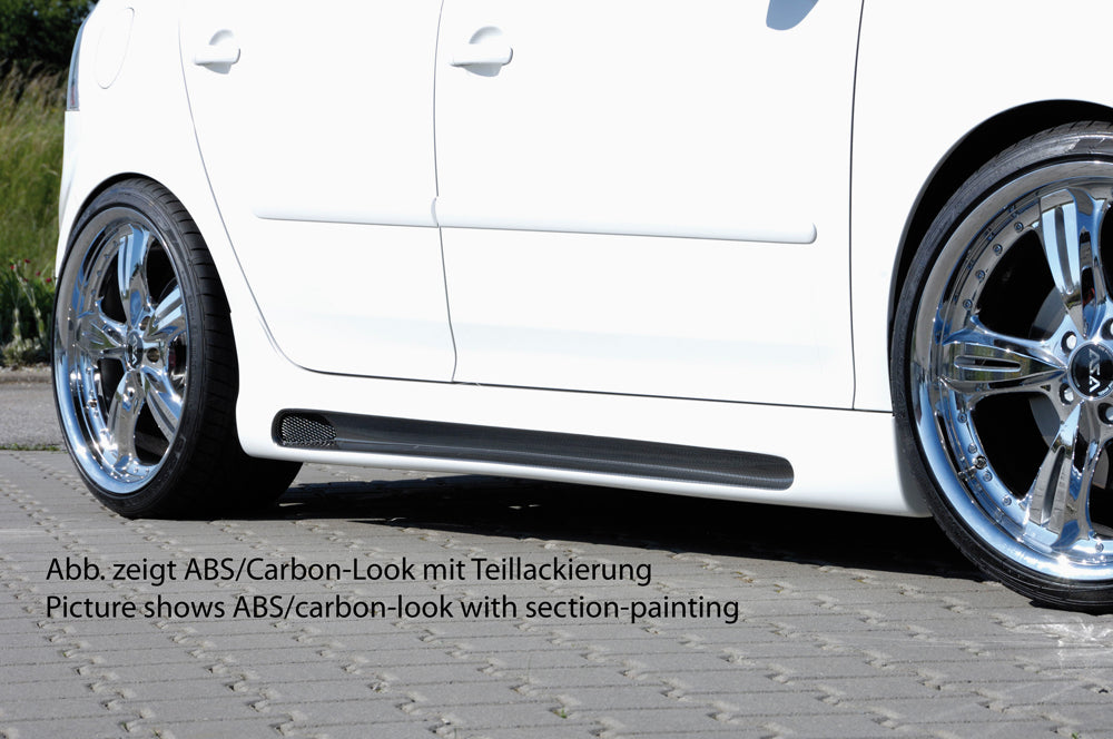 VW Golf 5 Rieger Seitenschweller   -> nur für GTI rechts, mit Schacht, mit Ausschnitt, ABS, Carbon-Look, 
inkl. Alugitter, Gutachten, Montagezubehör