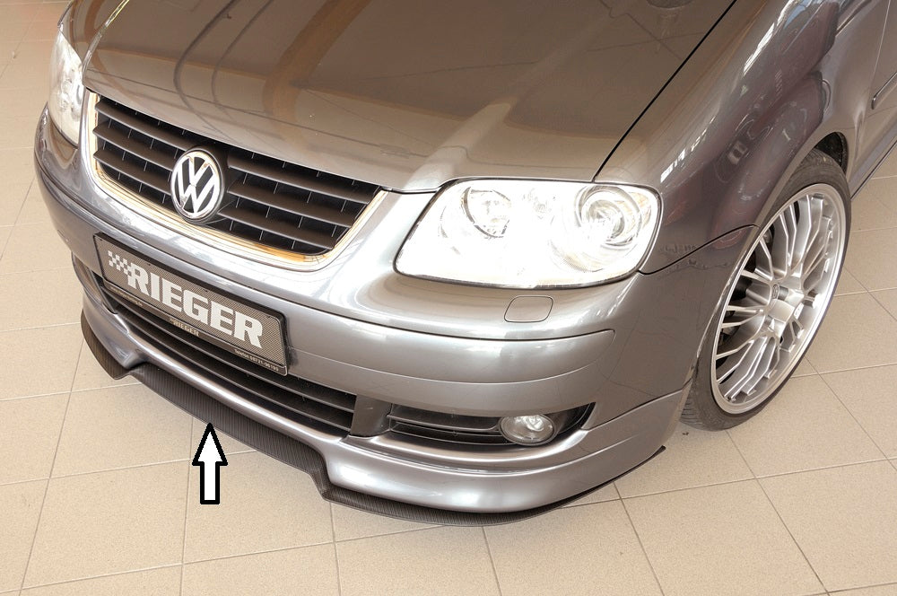 VW Touran (1T) Rieger Spoilerschwert für Spoilerlippe 59201 für Spoilerlippe, gekantete Version, ABS, Carbon-Look, 
inkl. Montagezubehör, ABE