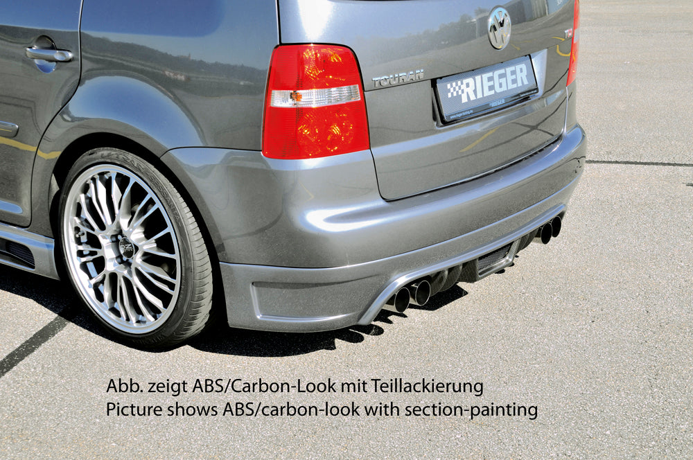 VW Touran (1T) Rieger Heckschürzenansatz  für Doppelendrohr li. u. re., ABS, Carbon-Look, 
inkl. Alugitter, Montagezubehör, Gutachten