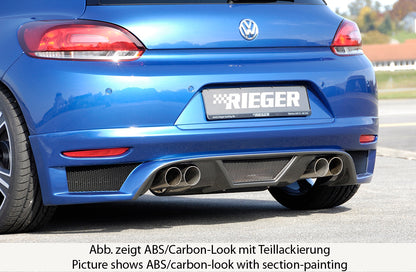 VW Scirocco 3 (13) Rieger Heckschürzenansatz  für Doppelendrohr li. u. re., ABS, Carbon-Look, 
inkl. Montagezubehör, Alugitter, Gutachten