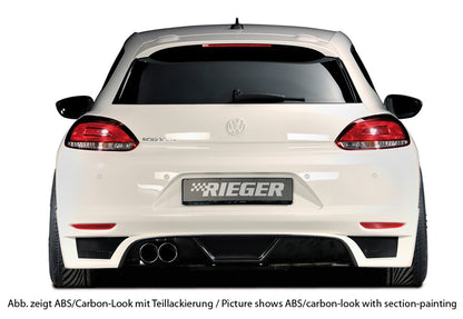 VW Scirocco 3 (13) Rieger Heckschürzenansatz  für Doppelendrohr li., ABS, Carbon-Look, 
inkl. Montagezubehör, Alugitter, Gutachten