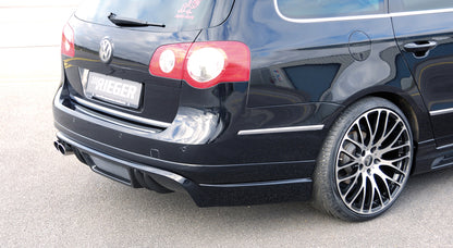 VW Passat (3C) Rieger Heckschürzenansatz  für Doppelendrohr li., ABS, Carbon-Look, 
inkl. Montagezubehör, Alugitter, Gutachten