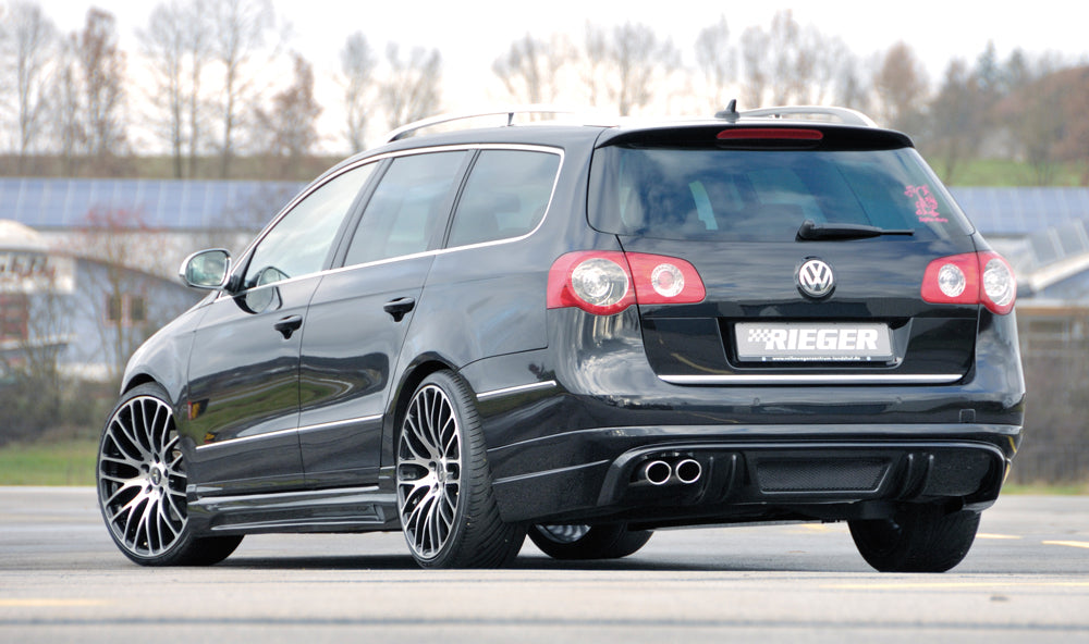VW Passat (3C) Rieger Heckschürzenansatz  für Doppelendrohr li., ABS, Carbon-Look, 
inkl. Montagezubehör, Alugitter, Gutachten