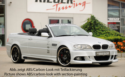 BMW 3er E46 Rieger Seitenschweller  links, mit Schacht, mit Ausschnitt, ABS, Carbon-Look, 
inkl. Alugitter, Montagezubehör