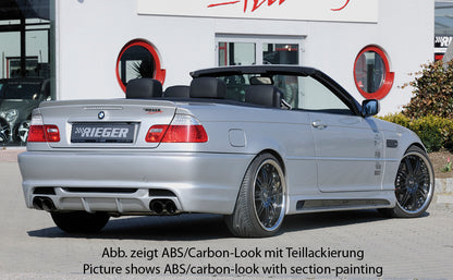 BMW 3er E46 Rieger Seitenschweller  links, mit Schacht, mit Ausschnitt, ABS, Carbon-Look, 
inkl. Alugitter, Montagezubehör