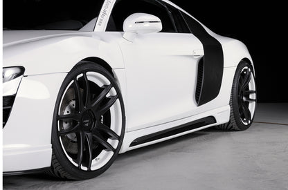 Audi R8 (42) Rieger Seitenschweller  rechts, mit Schacht, mit Ausschnitt, ABS, Carbon-Look, 
inkl. Alugitter, Montagezubehör, Gutachten