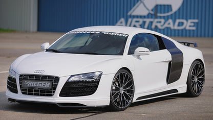 Audi R8 (42) Rieger Seitenschweller  rechts, mit Schacht, mit Ausschnitt, ABS, Carbon-Look, 
inkl. Alugitter, Montagezubehör, Gutachten