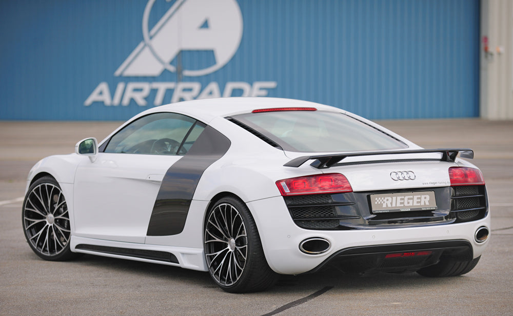 Audi R8 (42) Rieger Seitenschweller  rechts, mit Schacht, mit Ausschnitt, ABS, Carbon-Look, 
inkl. Alugitter, Montagezubehör, Gutachten