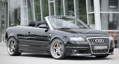 Audi A4 (8H) Rieger Seitenschweller  rechts, mit Schacht, mit Ausschnitt, ABS, Carbon-Look, 
inkl. Alugitter, Montagezubehör, Gutachten