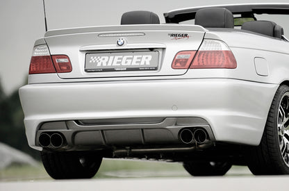 BMW 3er E46 Rieger Heckeinsatz für Heckschürze 50248/49/50/51 für Doppelendrohr li. u. re., ABS, Carbon-Look, 
inkl. Gutachten, Montagezubehör