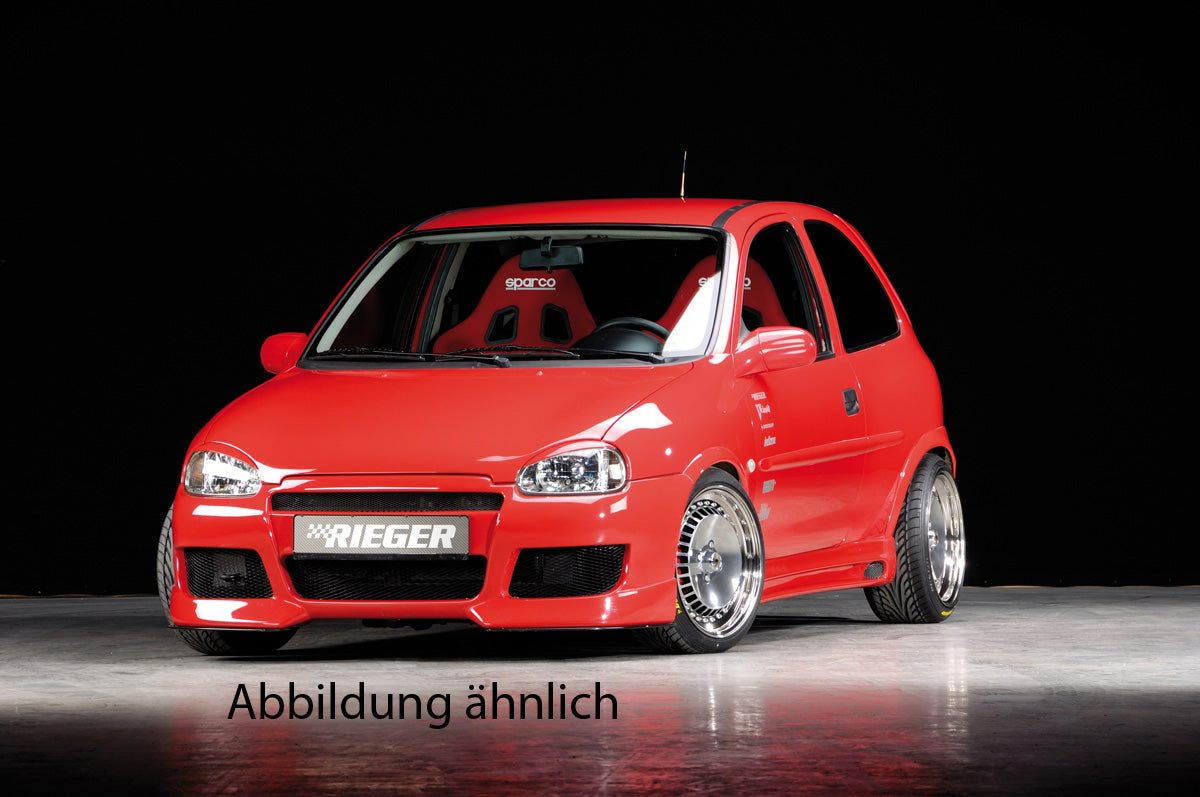 Opel Corsa B Rieger Seitenschweller  rechts, mit Schacht, mit Ausschnitt, ABS, Carbon-Look, 
Alugitter, Montagezubehör, Gutachten