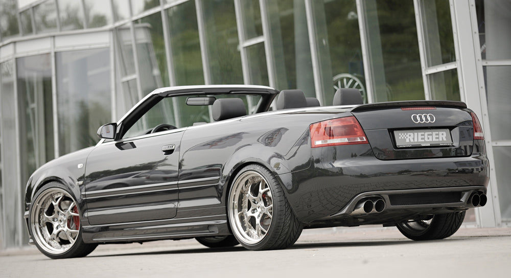 Audi A4 (8H) Rieger Heckeinsatz    für Doppelendrohr li. u. re., (4x90mm ø), ABS, Carbon-Look, 
inkl. Alugitter, Montagezubehör, Gutachten