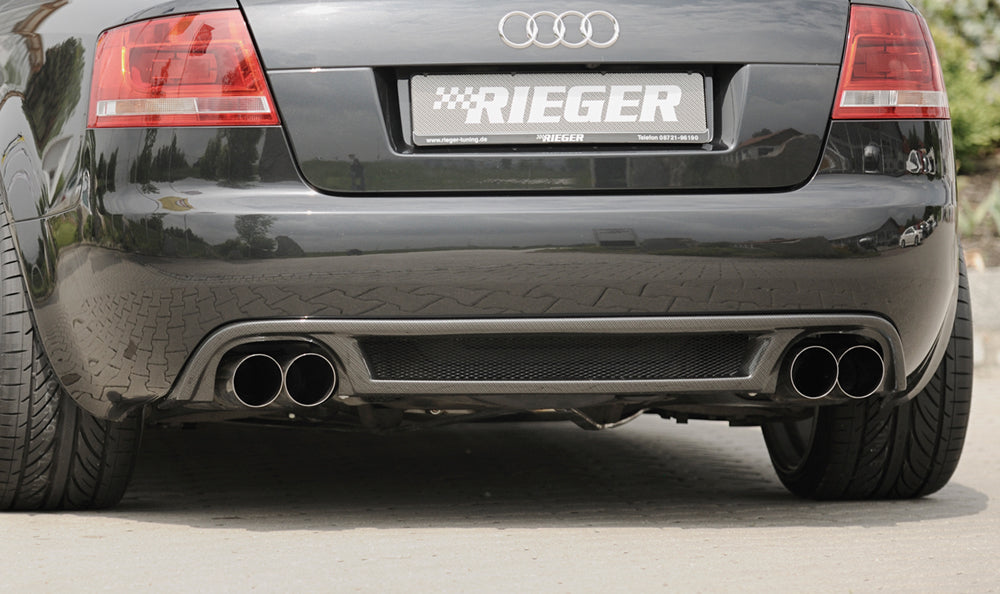 Audi A4 (8H) Rieger Heckeinsatz    für Doppelendrohr li. u. re., (4x90mm ø), ABS, Carbon-Look, 
inkl. Alugitter, Montagezubehör, Gutachten