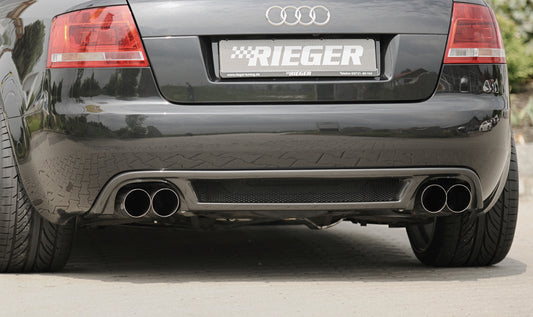 Audi A4 (8H) Rieger Heckeinsatz    für Doppelendrohr li. u. re., (4x90mm ø), ABS, Carbon-Look, 
inkl. Alugitter, Montagezubehör, Gutachten
