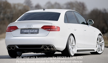 Audi A4 (B8/B81) Rieger Heckeinsatz  für orig. Doppelendrohr li, ABS, Carbon-Look, für Fzg. ohne S-Line Exterieur, 
inkl. Alugitter, Montagezubehör, Gutachten