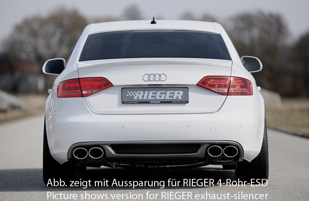 Audi A4 (B8/B81) Rieger Heckeinsatz  für orig. Doppelendrohr li, ABS, Carbon-Look, für Fzg. ohne S-Line Exterieur, 
inkl. Alugitter, Montagezubehör, Gutachten