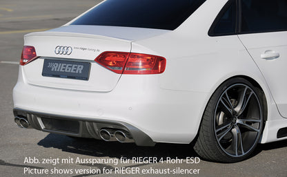 Audi A4 (B8/B81) Rieger Heckeinsatz  für orig. Doppelendrohr li, ABS, Carbon-Look, für Fzg. mit S-Line Exterieur, 
inkl. Alugitter, Montagezubehör, Gutachten