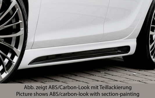 Opel Astra J Rieger Seitenschweller  links, mit Schacht, mit Ausschnitt, ABS, Carbon-Look, 
inkl. Alugitter, Montagezubehör, Gutachten