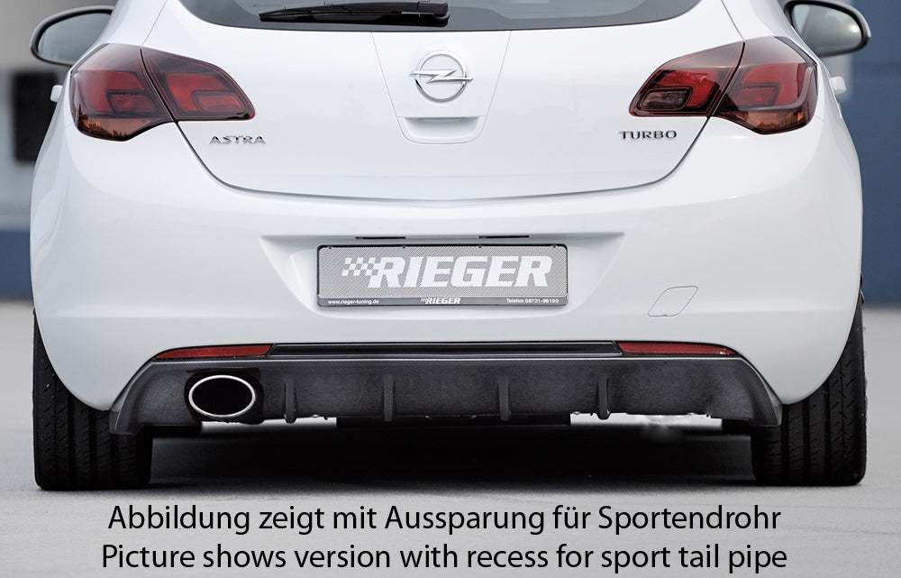 Opel Astra J Rieger Heckeinsatz  für orig. Endrohr li., ABS, Carbon-Look, 
inkl. Montagezubehör, Gutachten