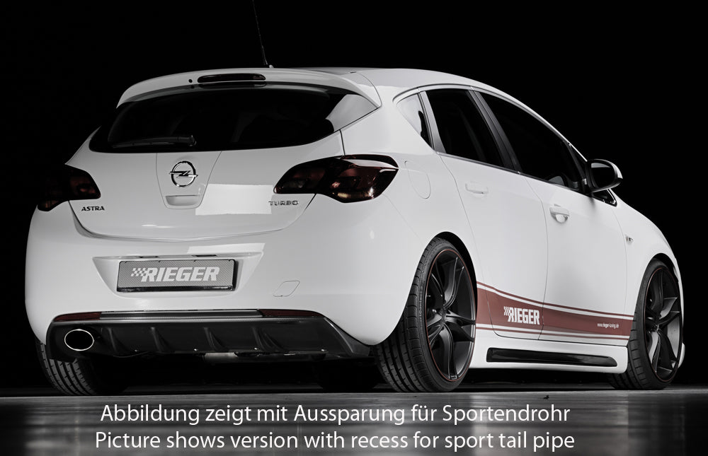 Opel Astra J Rieger Heckeinsatz  für orig. Endrohr li., ABS, Carbon-Look, 
inkl. Montagezubehör, Gutachten