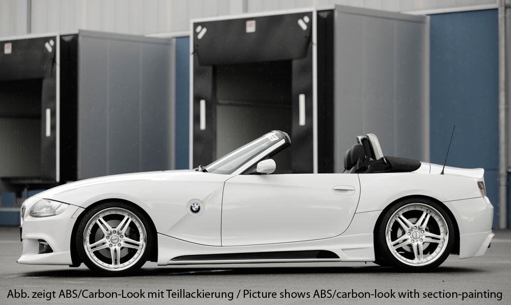 BMW Z4 (E85) Rieger Seitenschweller    links, mit Schacht, mit Ausschnitt, ABS, Carbon-Look, 
inkl. Alugitter, Montagezubehör, Gutachten